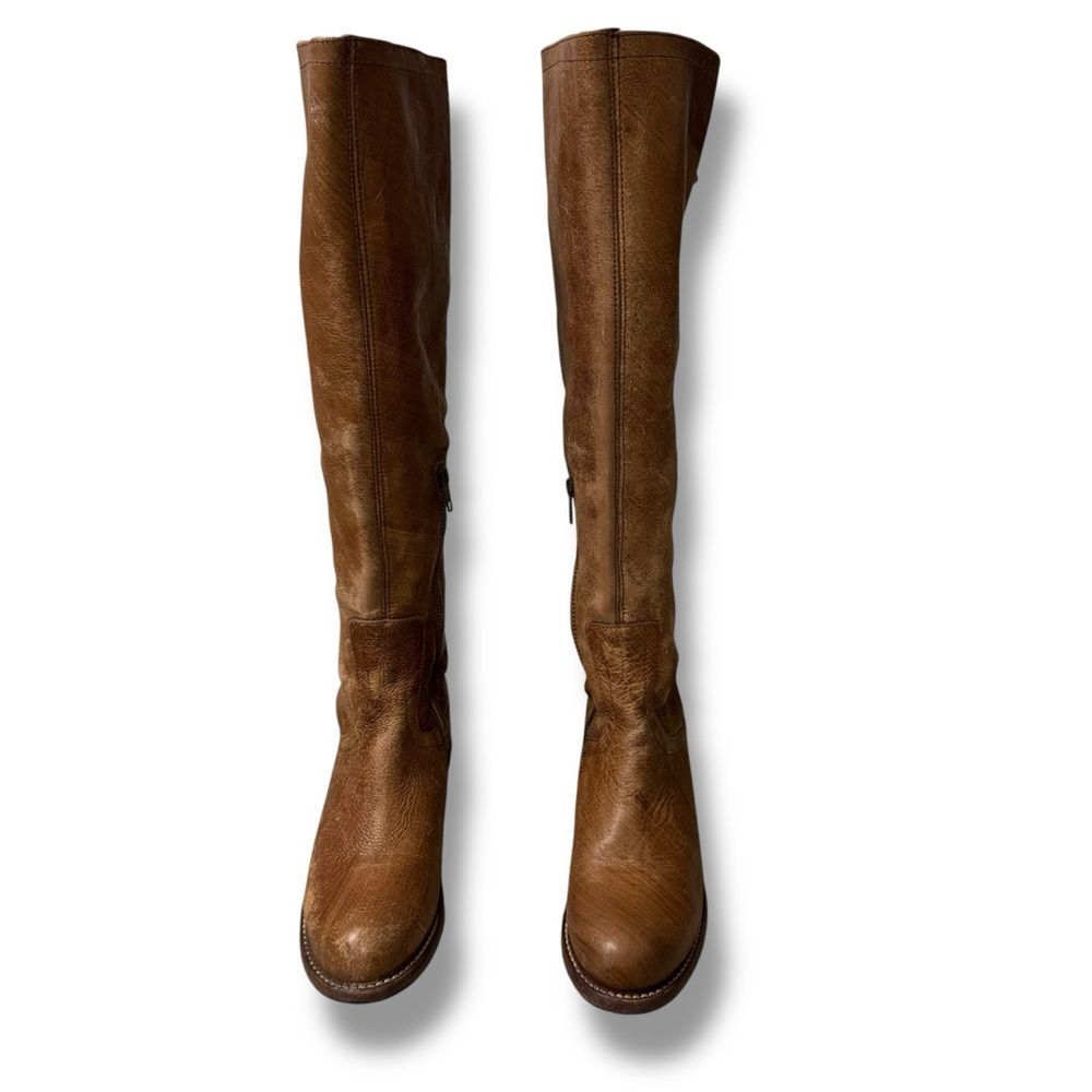 Bed Stu Surrey Boots 8 Caramel Leather Tall Lace Up Coastal Cowgirl Western
